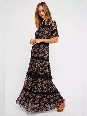 Carolina K Catalina Silk Chiffon Maxi Dress Size Small